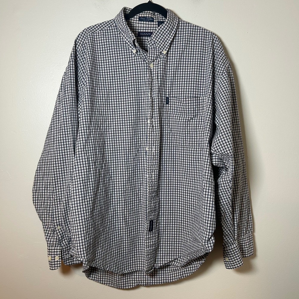 GANT Micro Tartans Mens XL Button‎ Down Shirt Long Sleeve Plaid Cotton